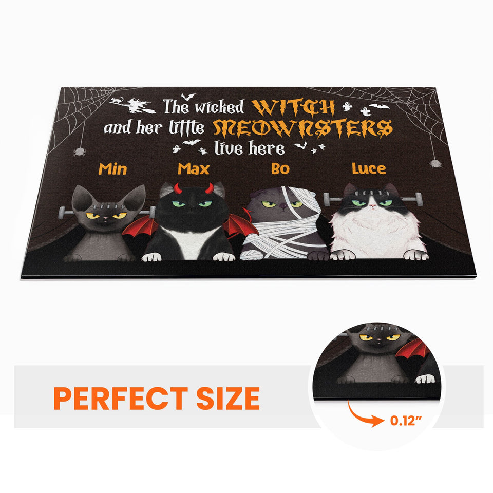 Little Meownsters Live Here - Personalized Doormat - Halloween Gift For Cat Lovers
