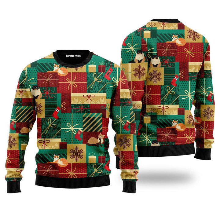 Love Christmas Gift Boxes Pattern Ugly Christmas Sweater
