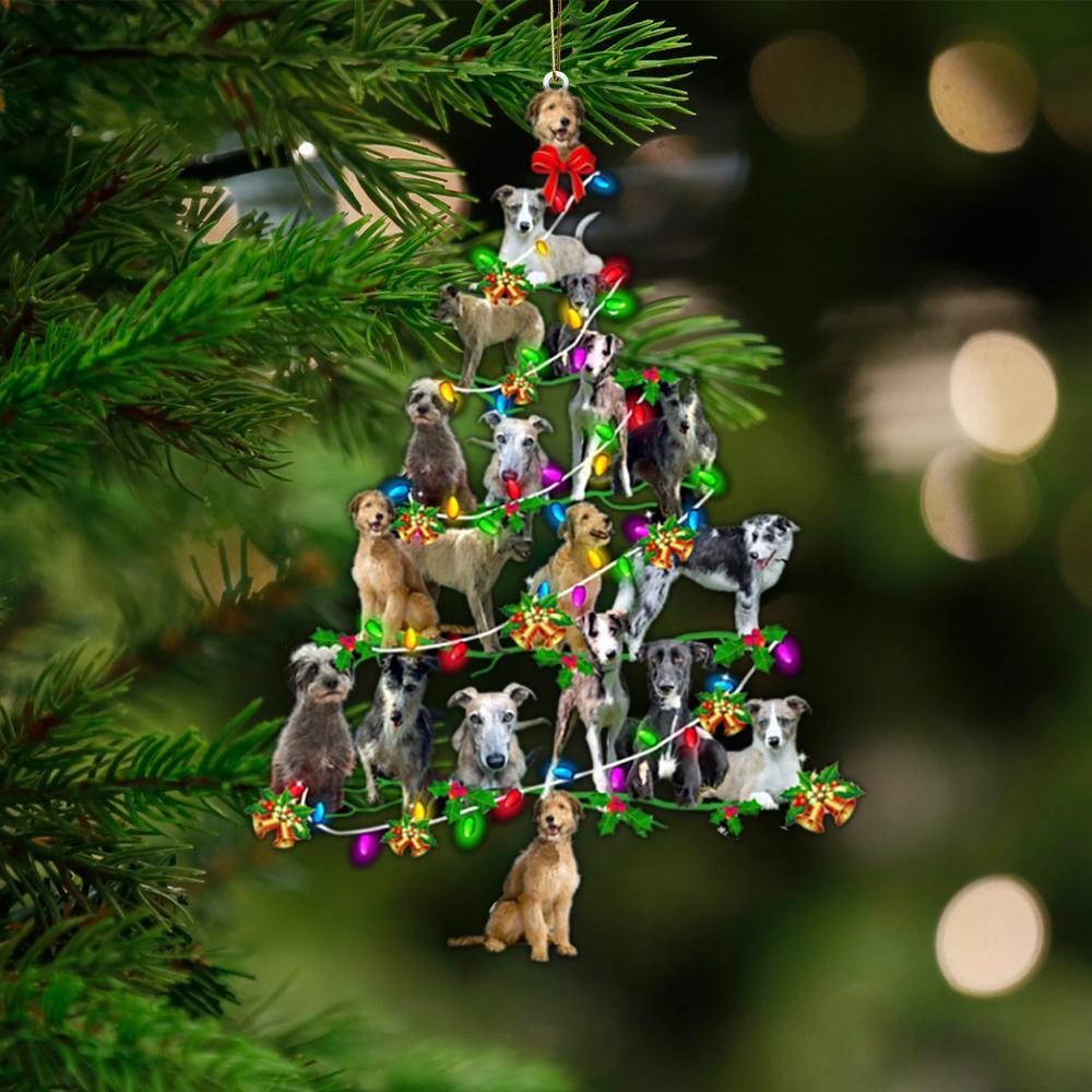 Lurcher-Christmas Tree Lights-Two Sided Ornament