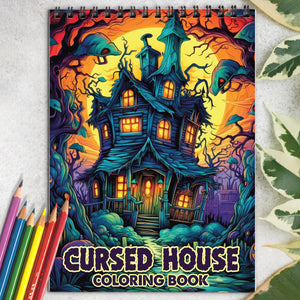 Cursed House Spiral-Bound Coloring Book: 30 Charming Pages of Haunted House Scenes.