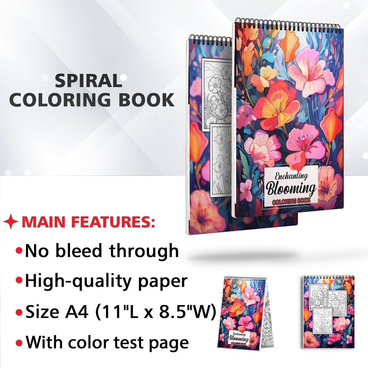 Enchanting Blooming SpiralBound Coloring Book 30 Whimsical Coloring