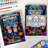 Stained Glass Butterfly Spiral Bound Coloring Book: 30 Exquisite Coloring Page