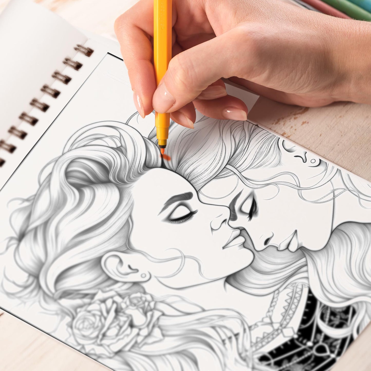 Lesbian Happiness Spiral Bound Coloring Book: 30 Charming Pages Filled with Heartfelt Moments of Lesbian Romance and Contentment