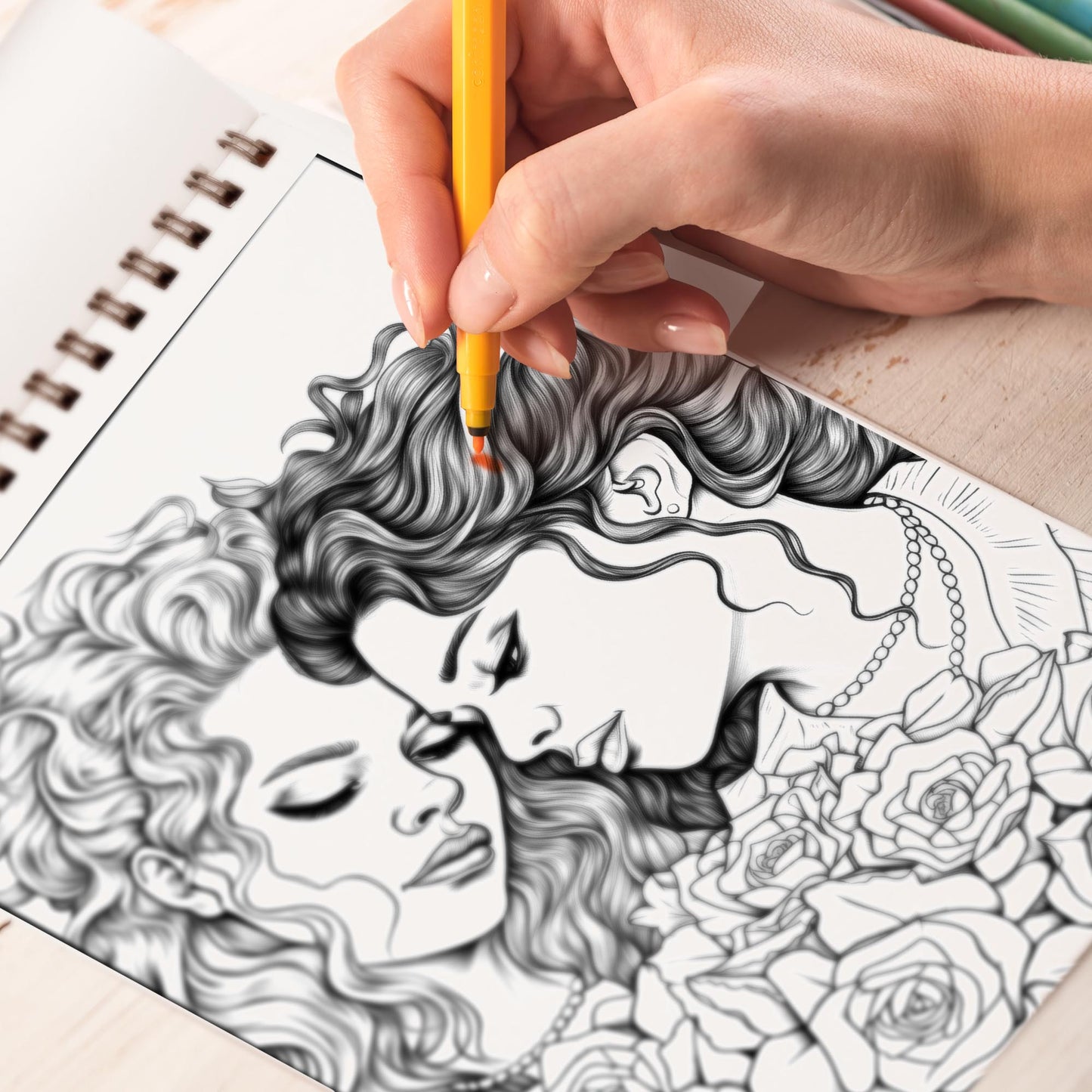 Rainbow Lesbian Romance Spiral Bound Coloring Book: 30 Charming Pages Filled with Heartfelt Moments of Rainbow Lesbian Romance