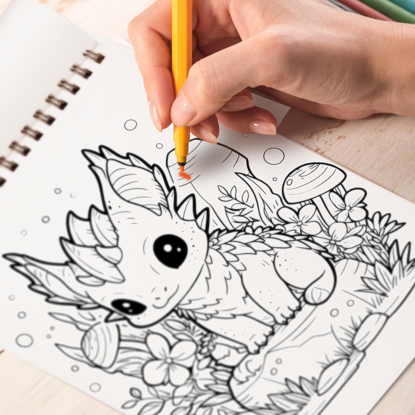 Baby Woodland Dragon Spiral Coloring Book: 30 Exquisite Coloring Pages that Showcase the Playful and Endearing Nature of these Cute Creatures