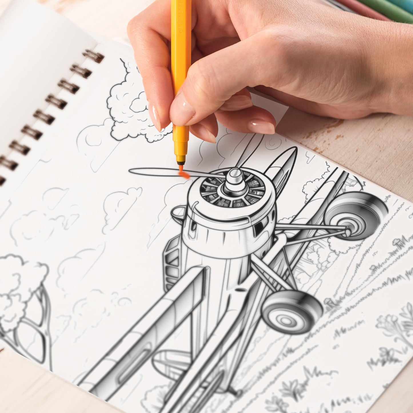 Retro Airplanes Coloring Book