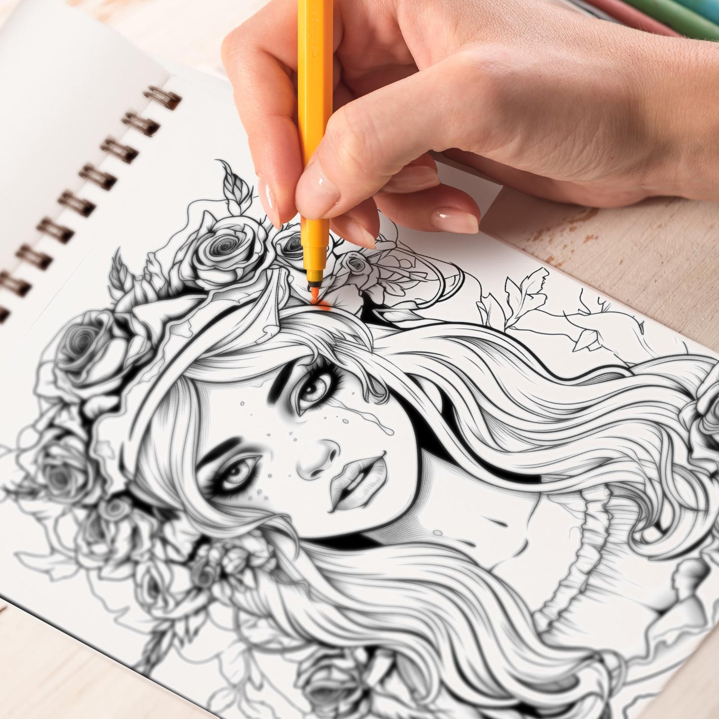 Shadowed Seductress Spiral-Bound Coloring Book: 30 Coloring Pages for Gothic Art Enthusiasts to Unleash Their Creative Expression