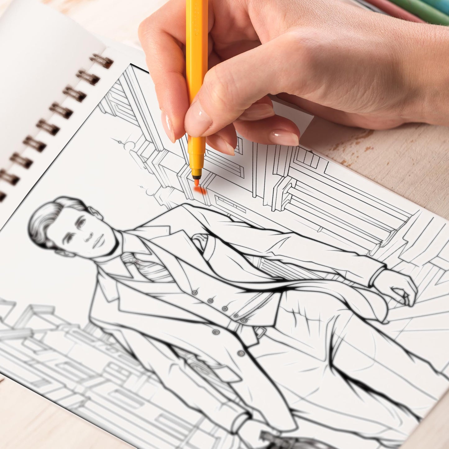 30s Charming Gentle Man Spiral Bound Coloring Book: 30 Enchanting Coloring Pages, Unleashing Your Creativity in the World of Charming Gentlemen