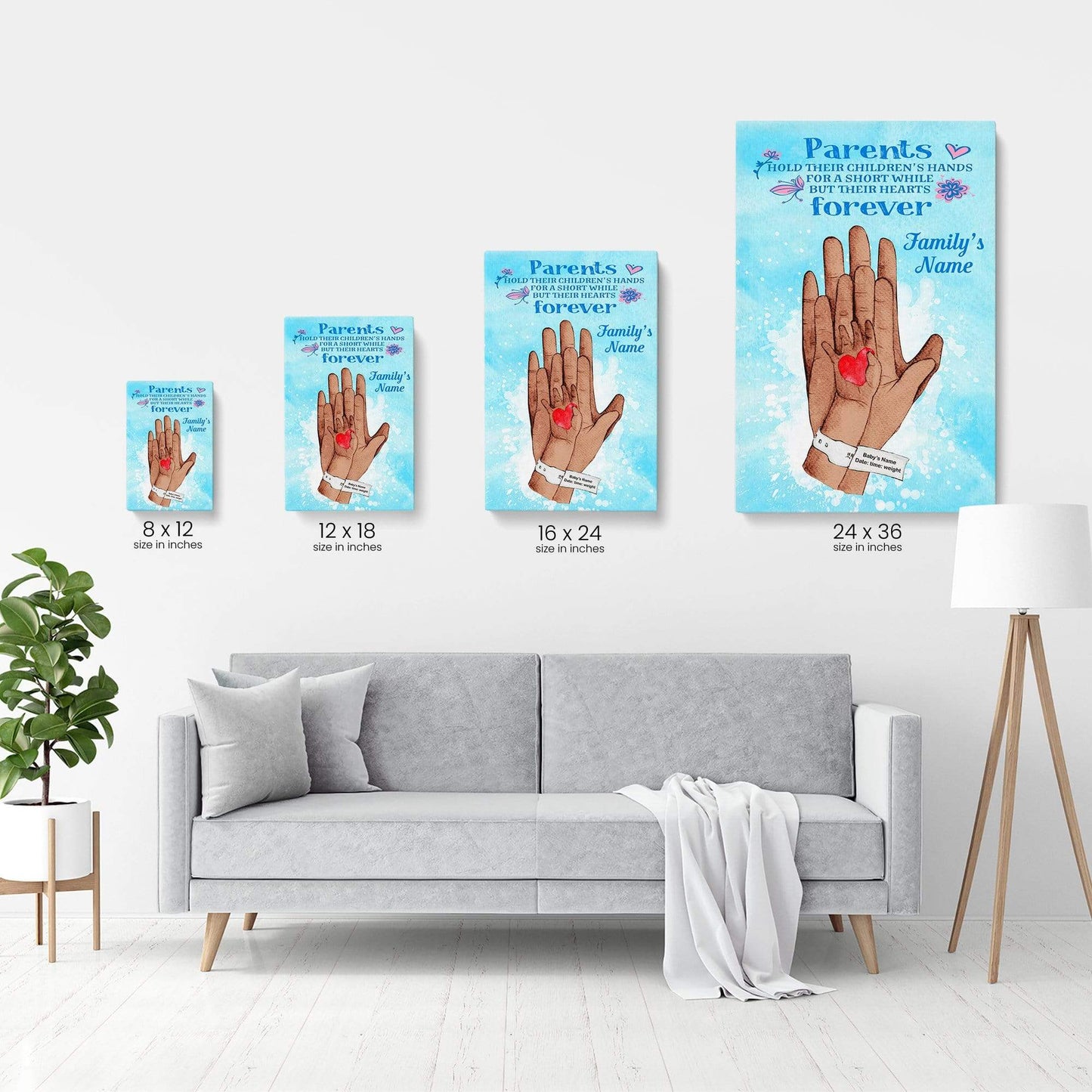 Parent Hold Their Children;s Hand For A Short While But Their Hearts Forever Canvas