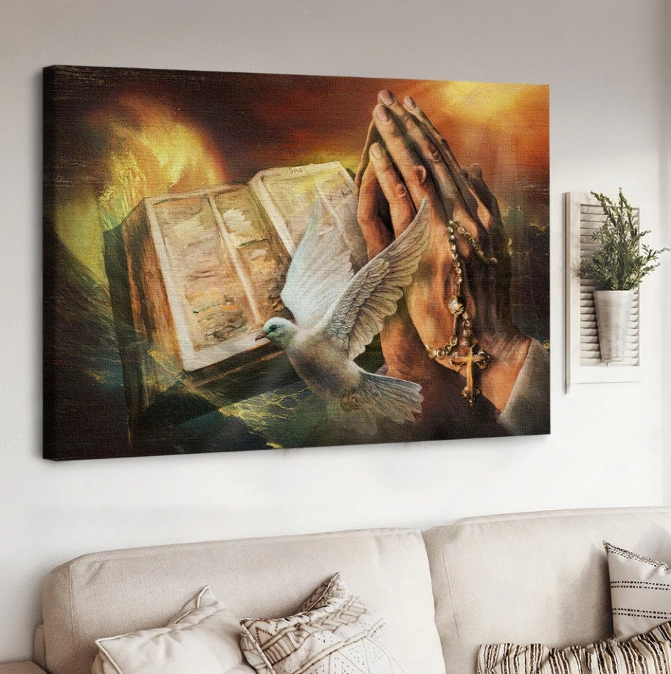 Magic bible Jesus's hand White dove - Matte Canvas