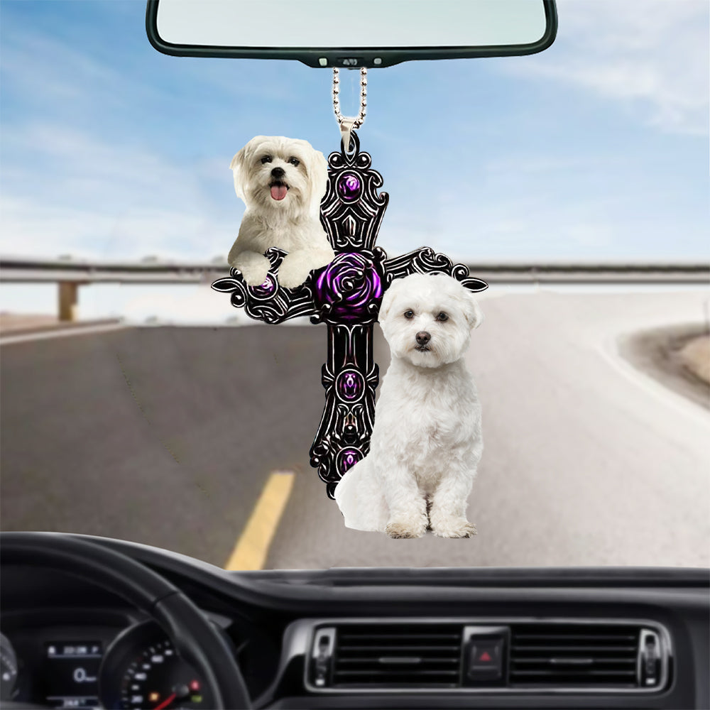 Maltese Pray For God Car Hanging Ornament Dog Pray For God Ornament Godmerch
