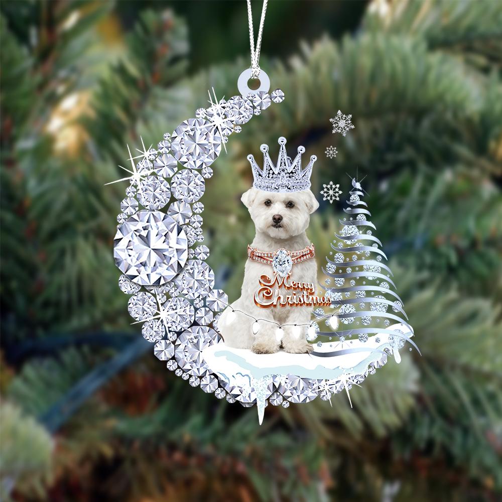 Maltese Diamond Moon Merry Christmas Ornament Christmas Gifts