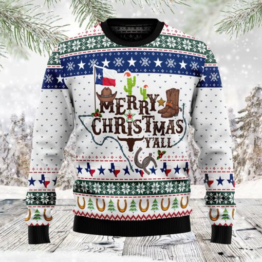 Merry Christmas Y’all Texas Ugly Christmas Sweater