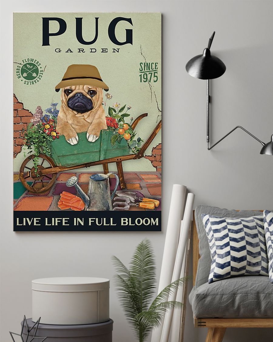 My Life Is Pug And Garden Canvas And Poster, Wall Decor Visual Art