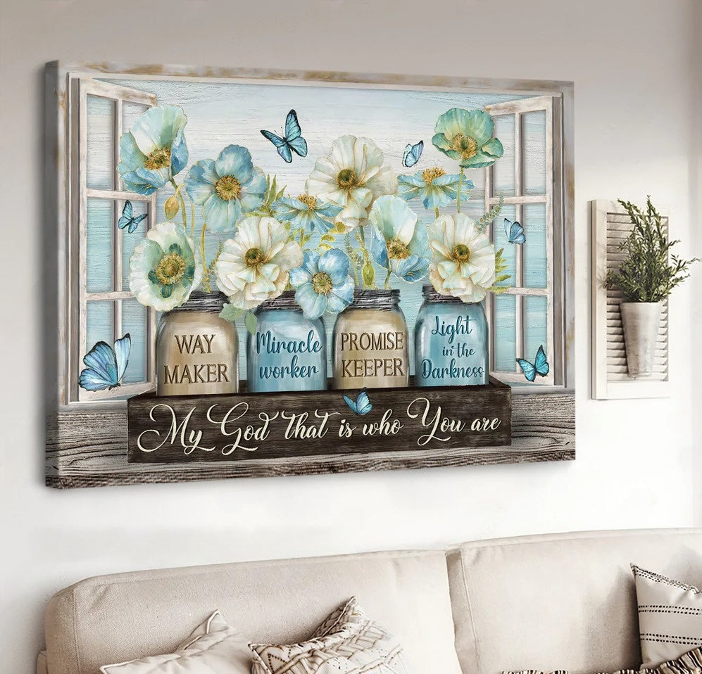 Pastel jasmine Butterfly Way maker Miracle worker Window frame - Matte Canvas