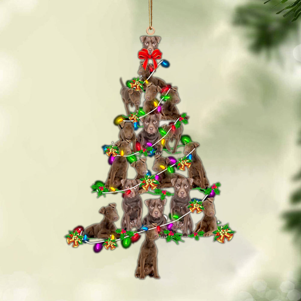 Ornament- Patterdale Terrier-Christmas Tree Lights-Two Sided Ornament, Happy Christmas Ornament, Car Ornament
