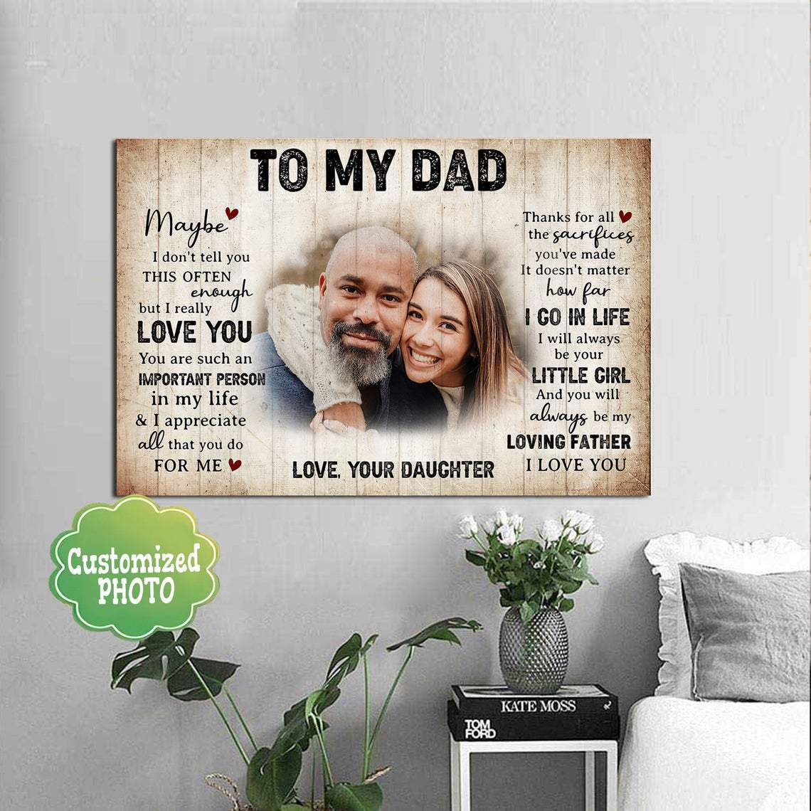 Personalized Canvas, I Will Always Be Your Little Girl Canvas Wall Art, Gift Father's Day