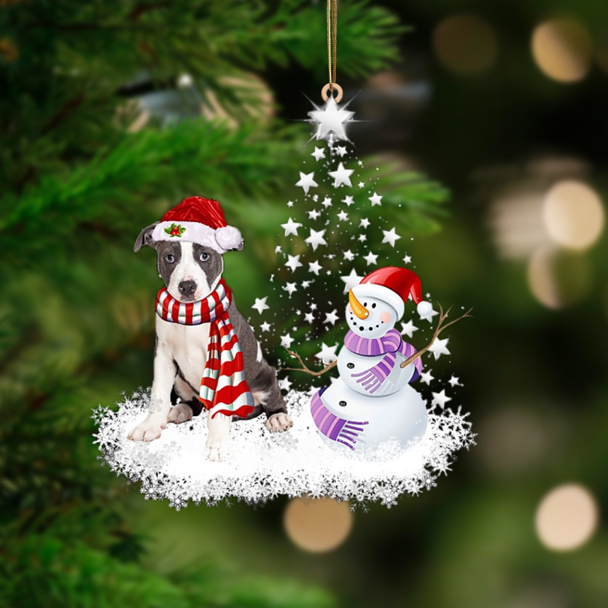 Pitbull 2-Star Tree Hanging Ornament