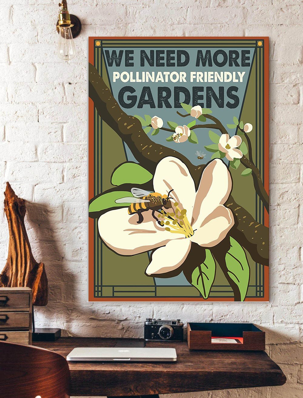 Pollinator Friendly Gardens Gardening Bee Canvas And Poster, Wall Decor Visual Art