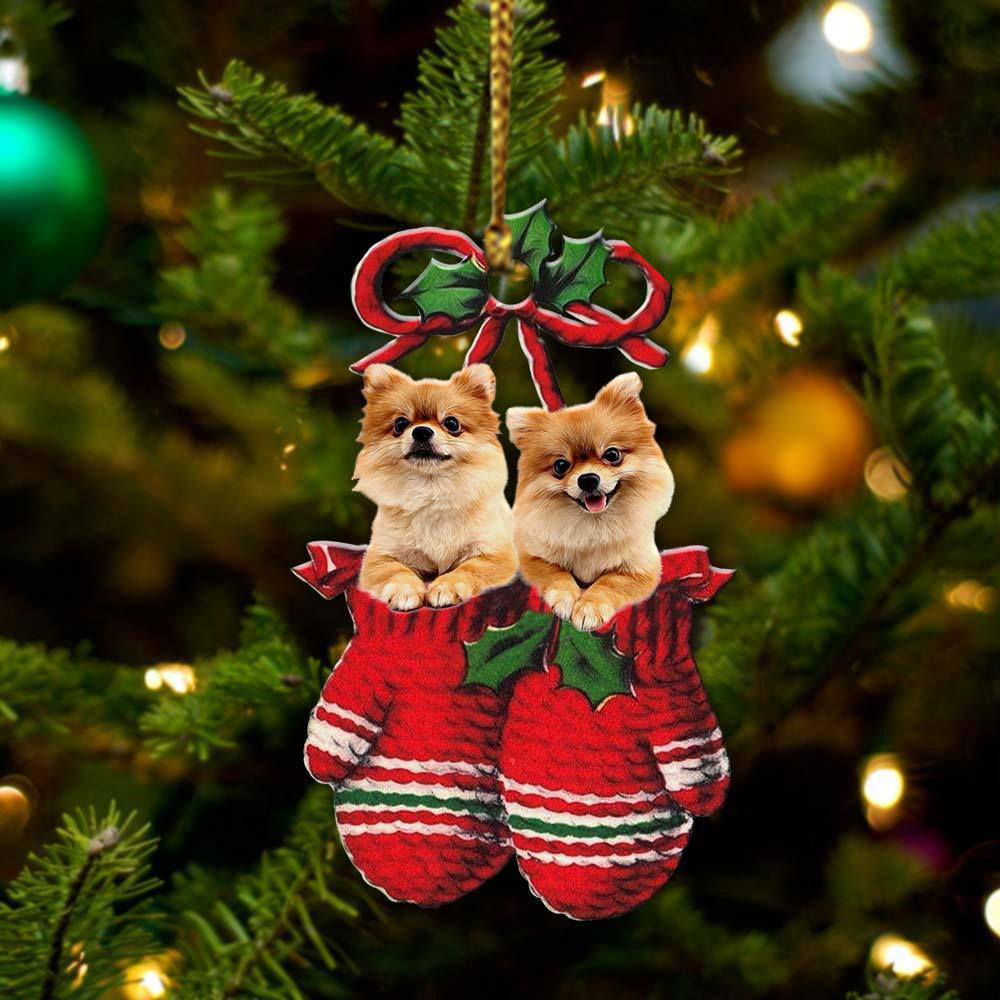 Pomeranian Inside Your Gloves Christmas Holiday-Two Sided Ornament, Christmas Ornament, Car Ornament