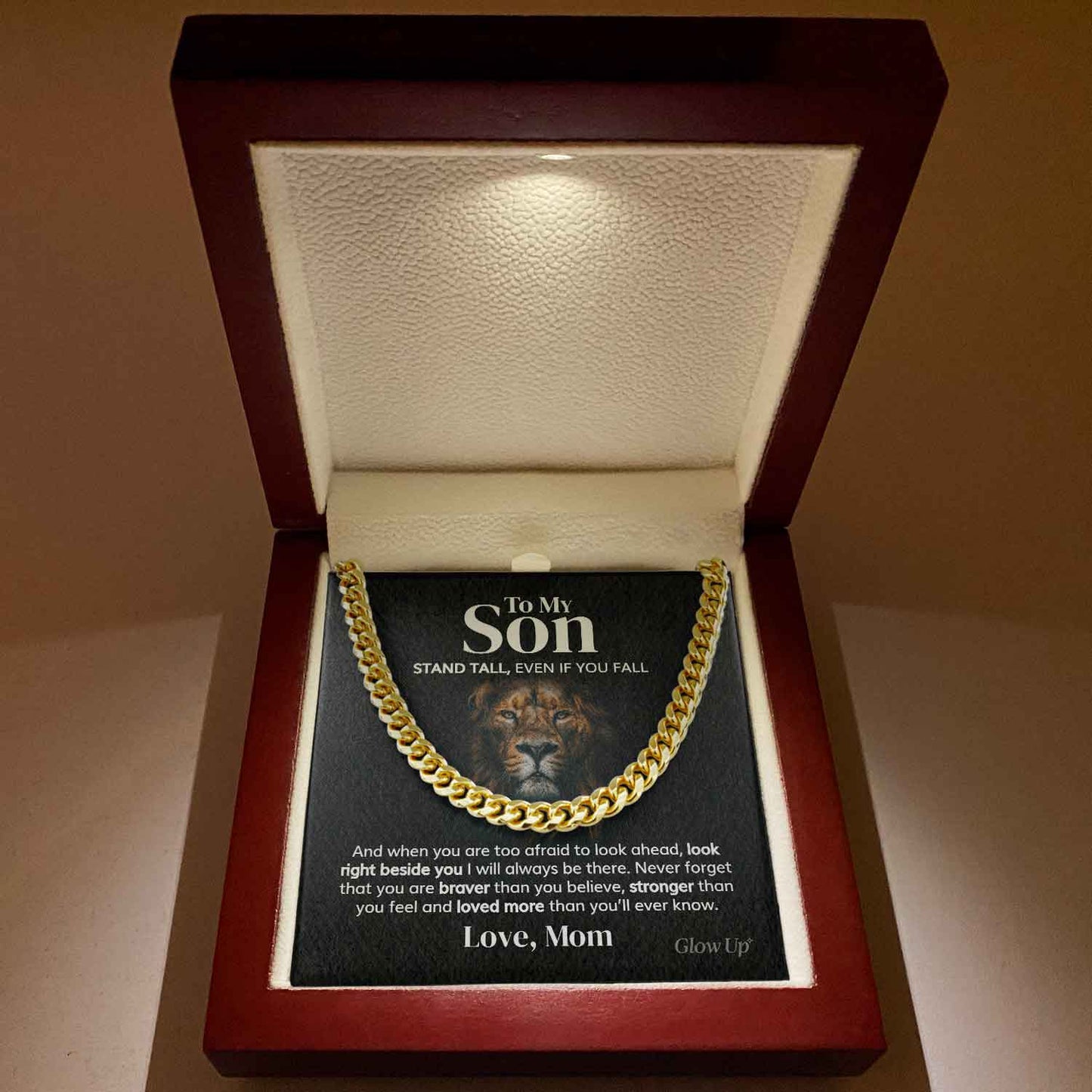 Pamaheart- To My Son - Stand Tall - From Mom - Cuban Link Chain, Gift For Man, Husband, Gift For Birthday, Christmas
