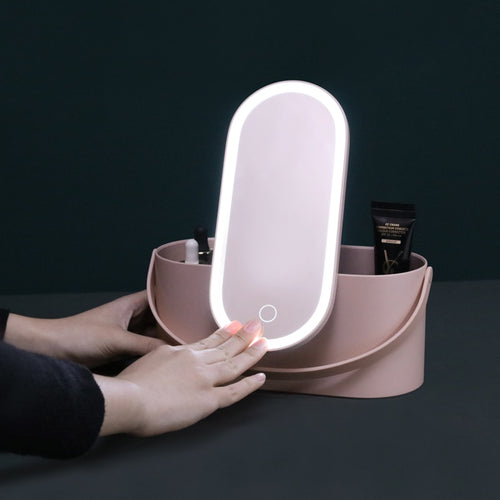 Portable Makeup Storage with Makeup Mirror | Travel Makeup Organizer with LED Mirror | Makeup Case Gifts for Her and Mother's Day