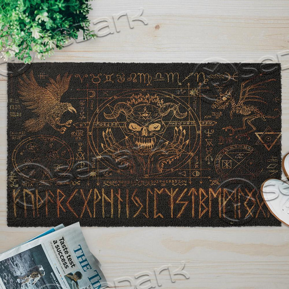 Satanic Symbol Goat Head Brown SED-0946 Door Mat