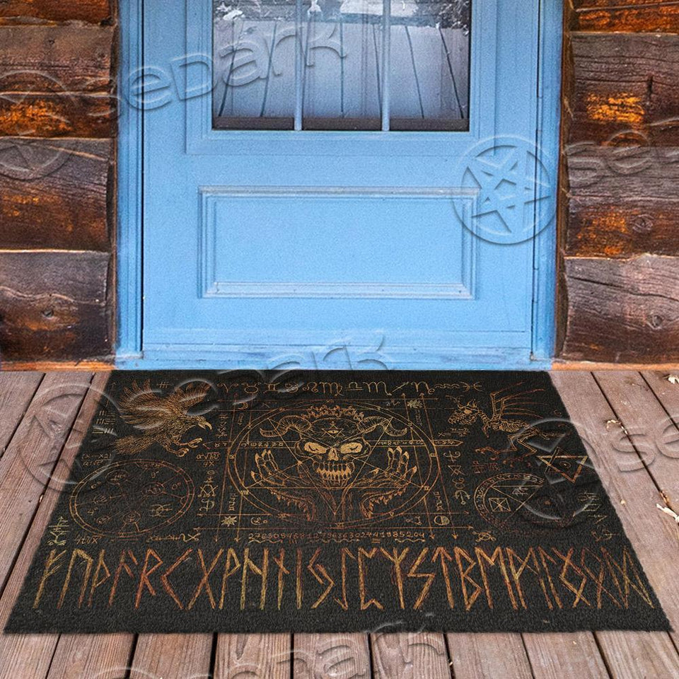 Satanic Symbol Goat Head Brown SED-0946 Door Mat