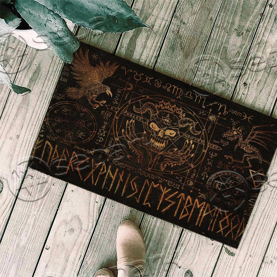 Satanic Symbol Goat Head Brown SED-0946 Door Mat