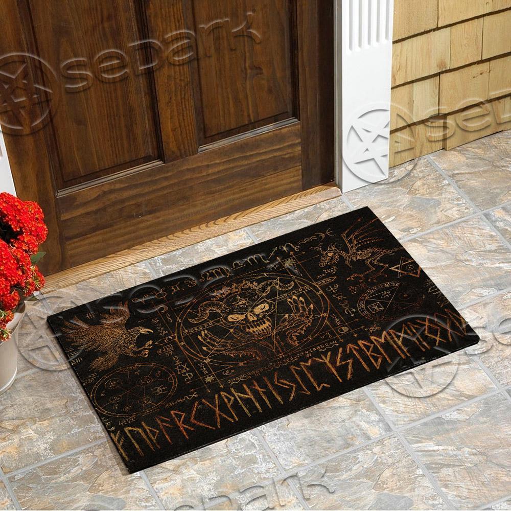 Satanic Symbol Goat Head Brown SED-0946 Door Mat
