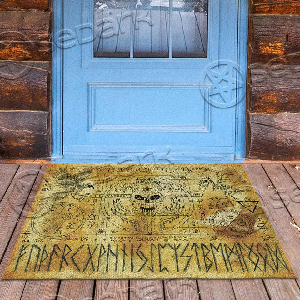 Satanic Symbol Goat Head Yellow SED-0947 Door Mat