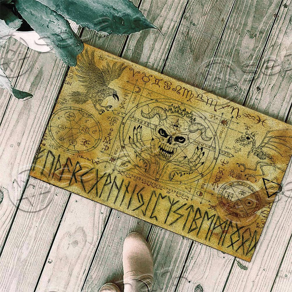 Satanic Symbol Goat Head Yellow SED-0947 Door Mat