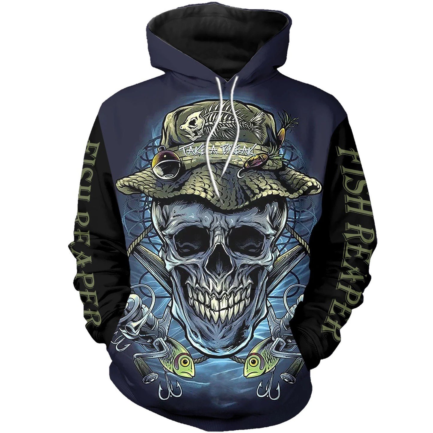 Skull Gifts Skull Fisherman All Over Printed US Unisex Size Hoodie