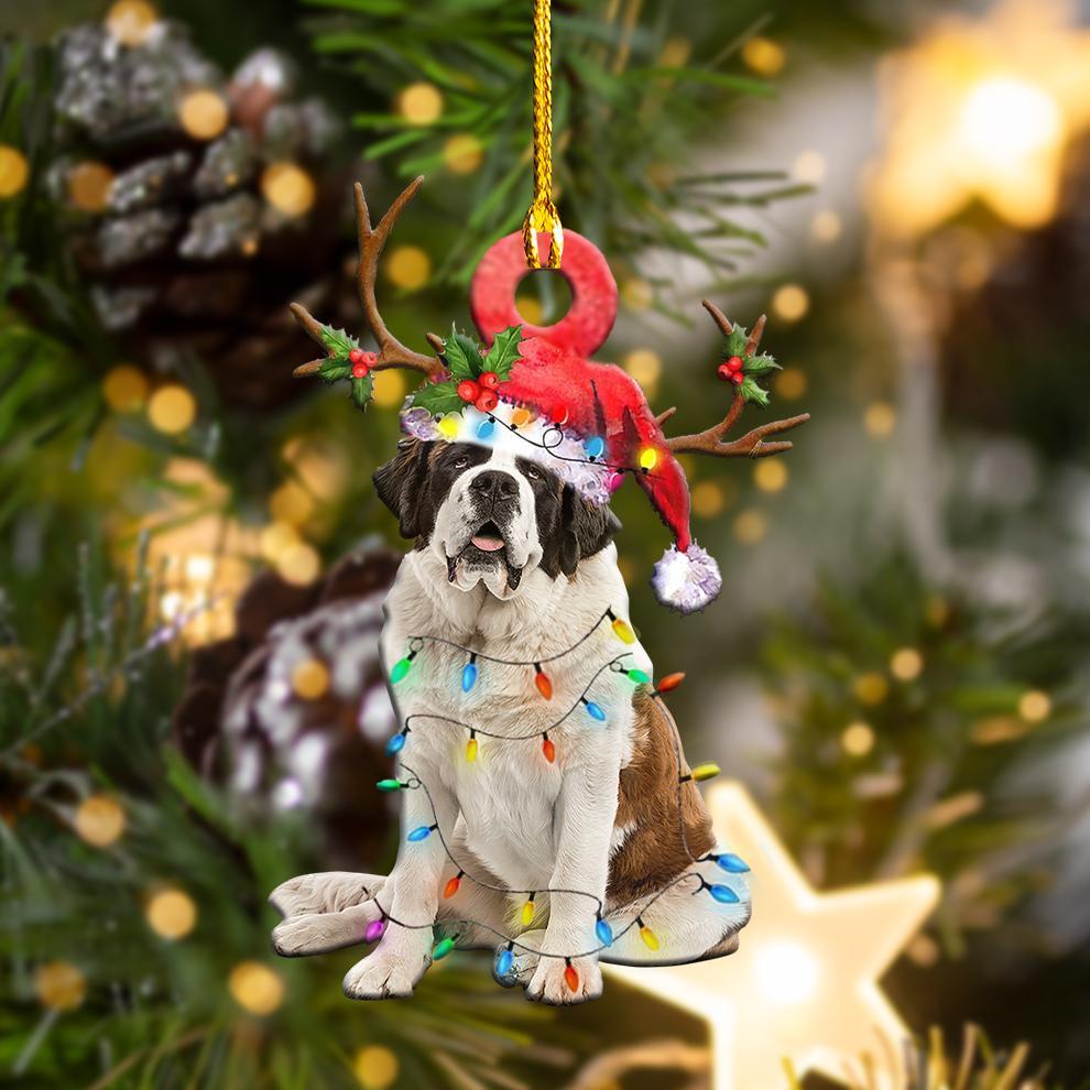Godmerch- Ornament- ST.Bernard Christmas Shape Ornament, Happy Christmas Ornament, Car Ornament