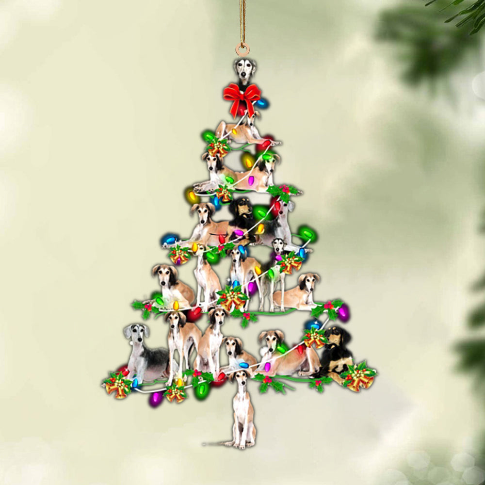 Godmerch- Ornament- Saluki-Christmas Tree Lights-Two Sided Ornament, Happy Christmas Ornament, Car Ornament