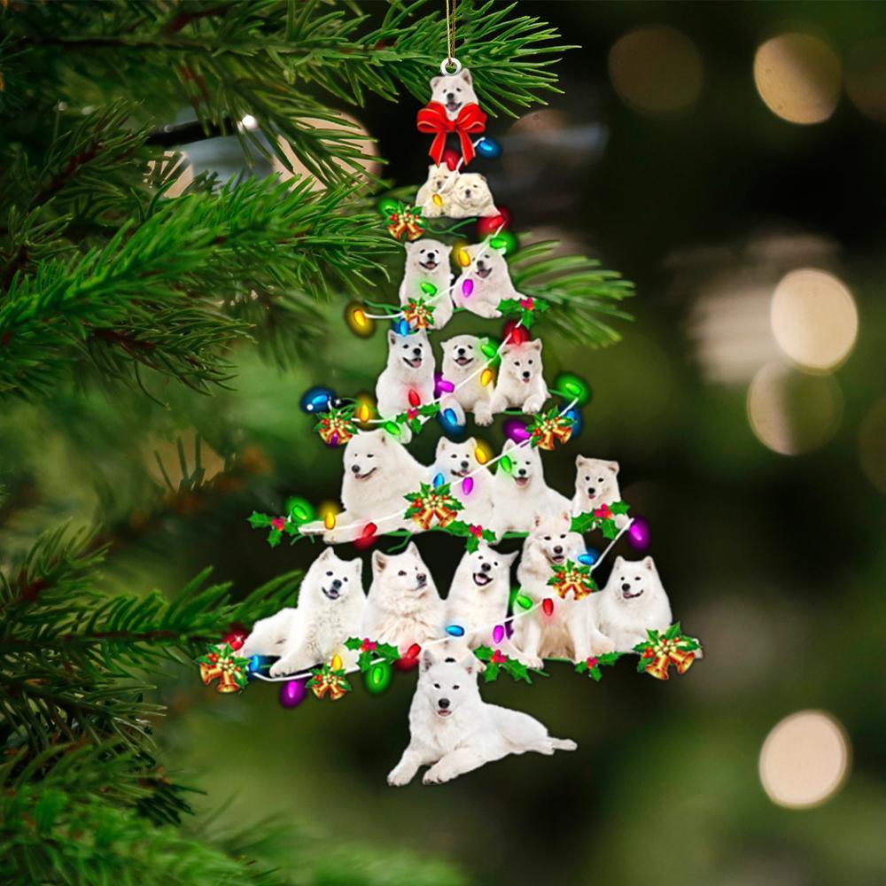 Samoyed-Christmas Tree Lights-Two Sided Ornament