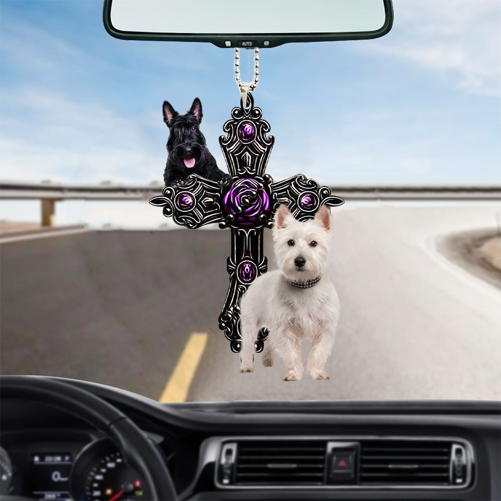 Scottish Terrier Pray For God Car Hanging Ornament Dog Pray For God Ornament