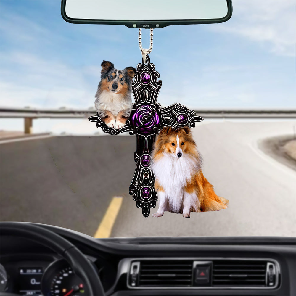 Shetland Sheepdog Pray For God Car Hanging Ornament Auto Ornament Godmerch