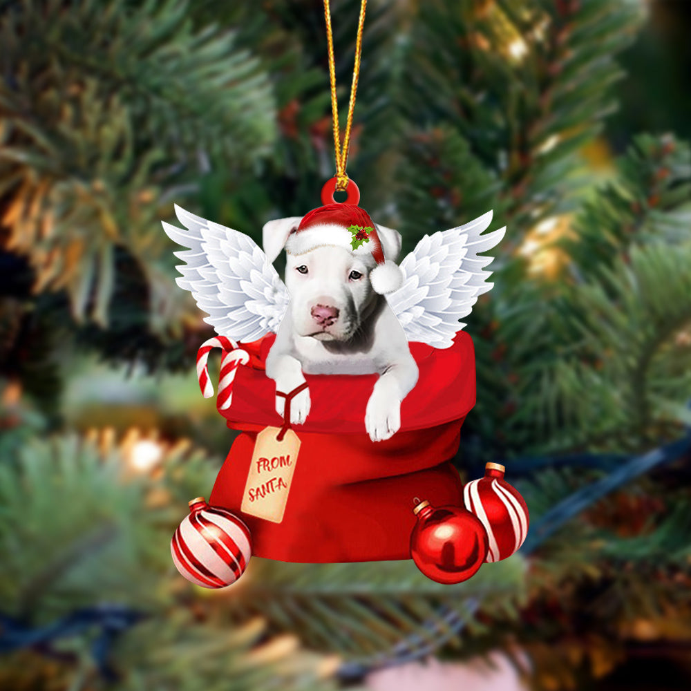 Staffordshire Bull Terrier Angel Gift From Santa Christmas Ornament, Dog Flat Acrylic Ornament