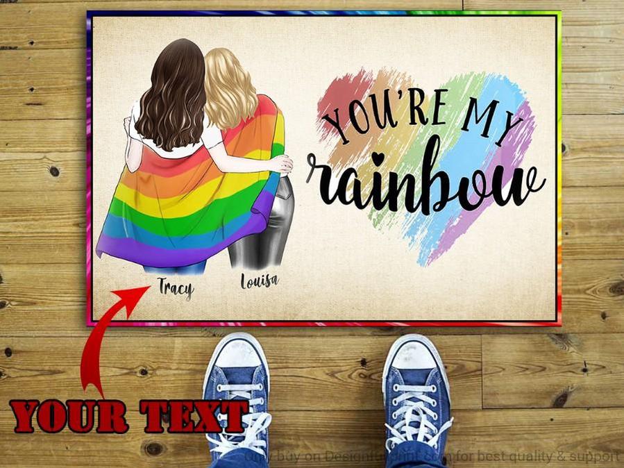 LGBT Pride LGBT You Are My Rainbow Personalized Non-Slip Rubber Backing Doormat Ornament Valentine Gift Ideas Valentine
