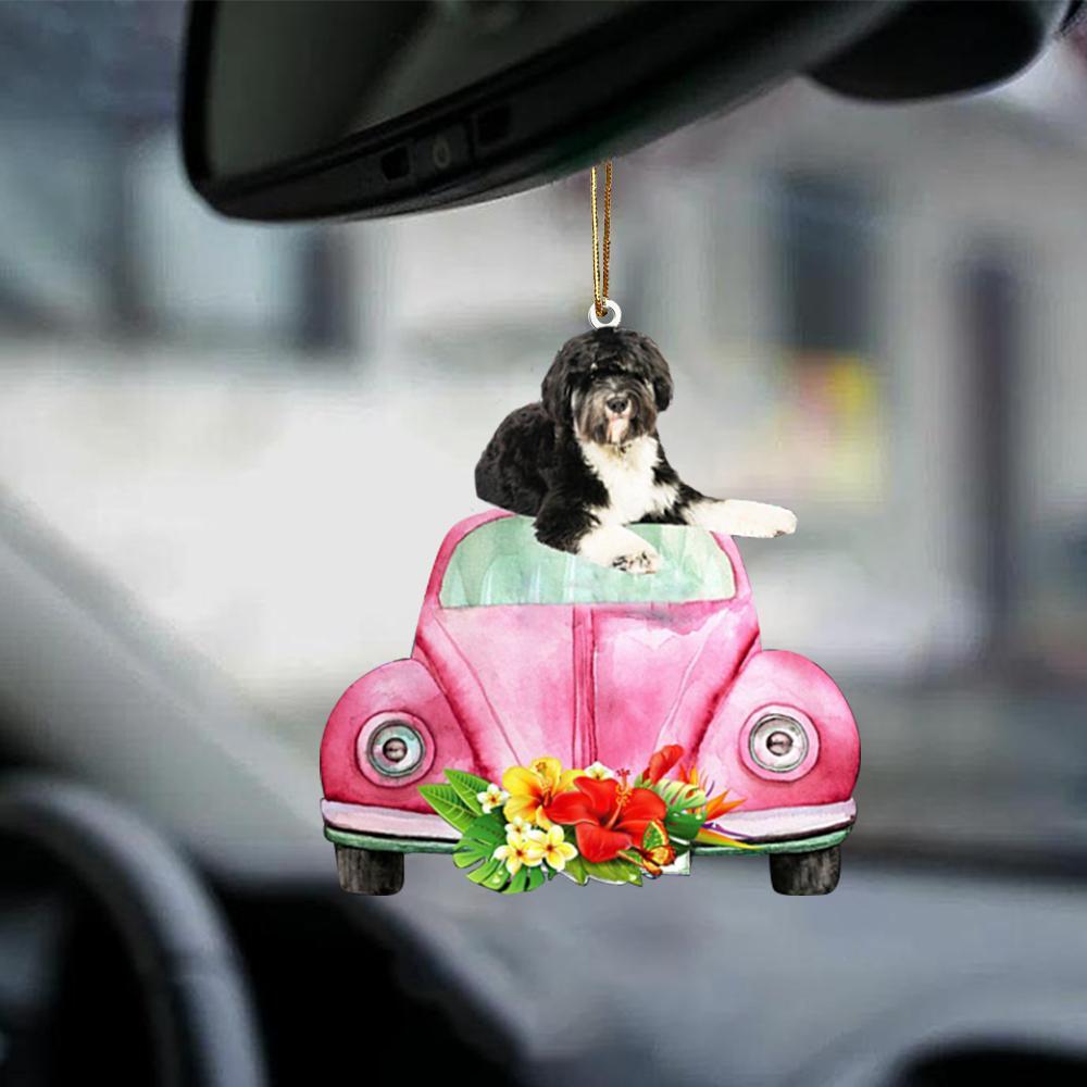 Tibetan Terrier-Pink Hippie Car-Two Sided Ornament