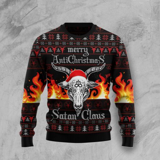 Satan Claus Merry Anti Christmas Hail Satanic Ugly Christmas Sweater