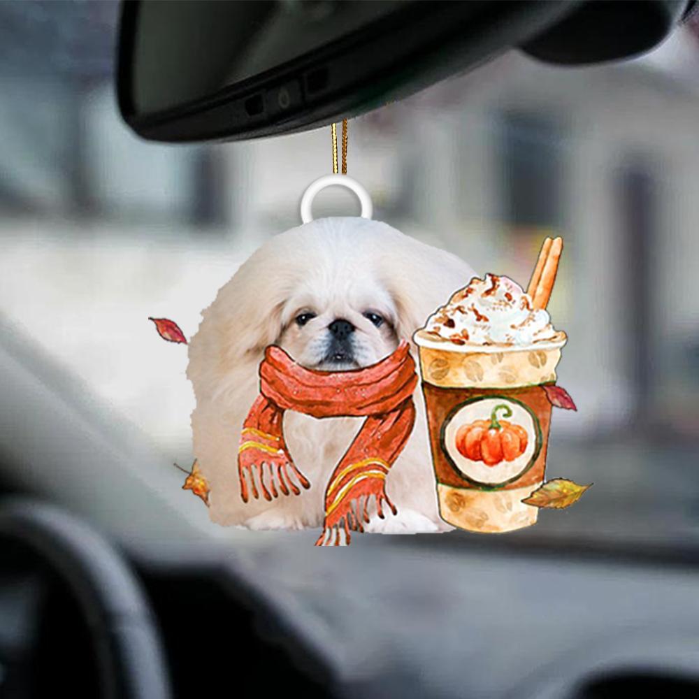 White Pekingese-Pumpkin Spice Kinda-Two Sided Ornament