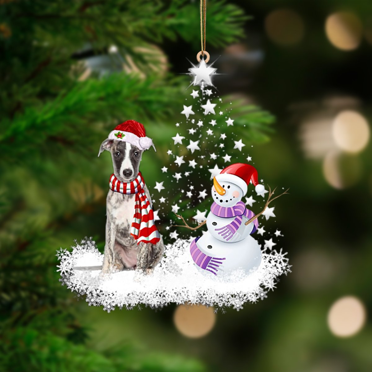 Whippet-Star Tree Hanging Ornament