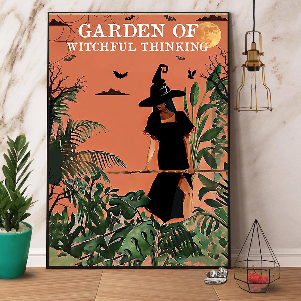 Witch Garden Of Witchful Thinking Canvas And Poster, Wall Decor Visual Art, Halloween Gift, Happy Halloween