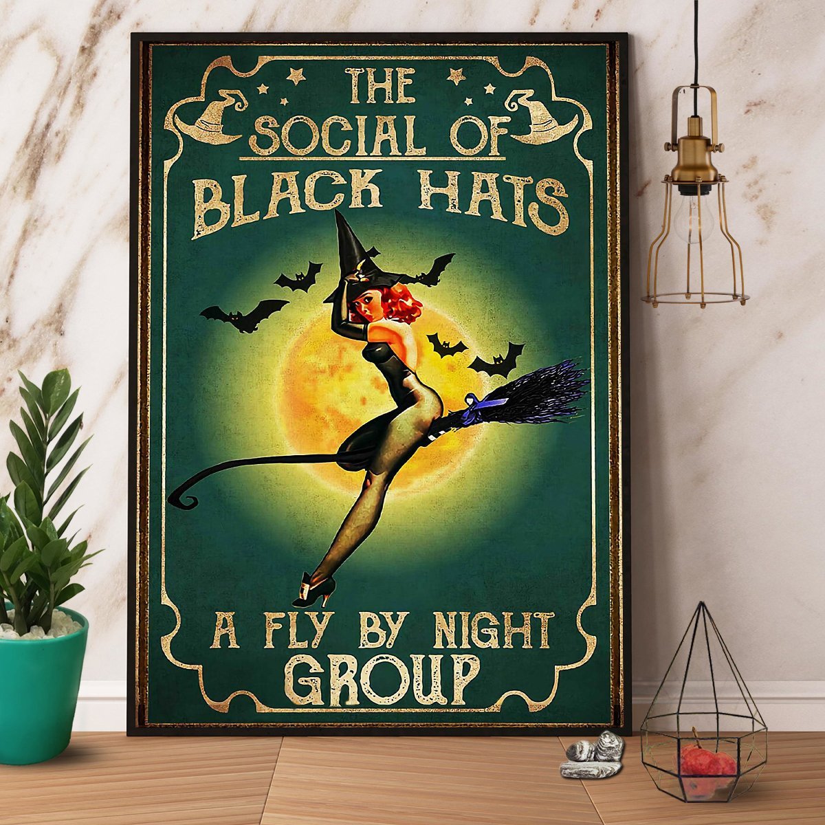 Witch Sexy The Social Of Black Hats And Fly By Night Group Halloween Gift Canvas And Poster, Wall Decor Visual Art