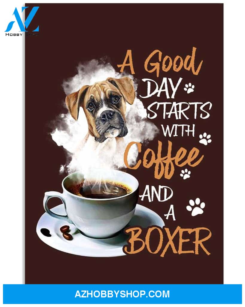 A good day starts with coffee and a boxer poster
