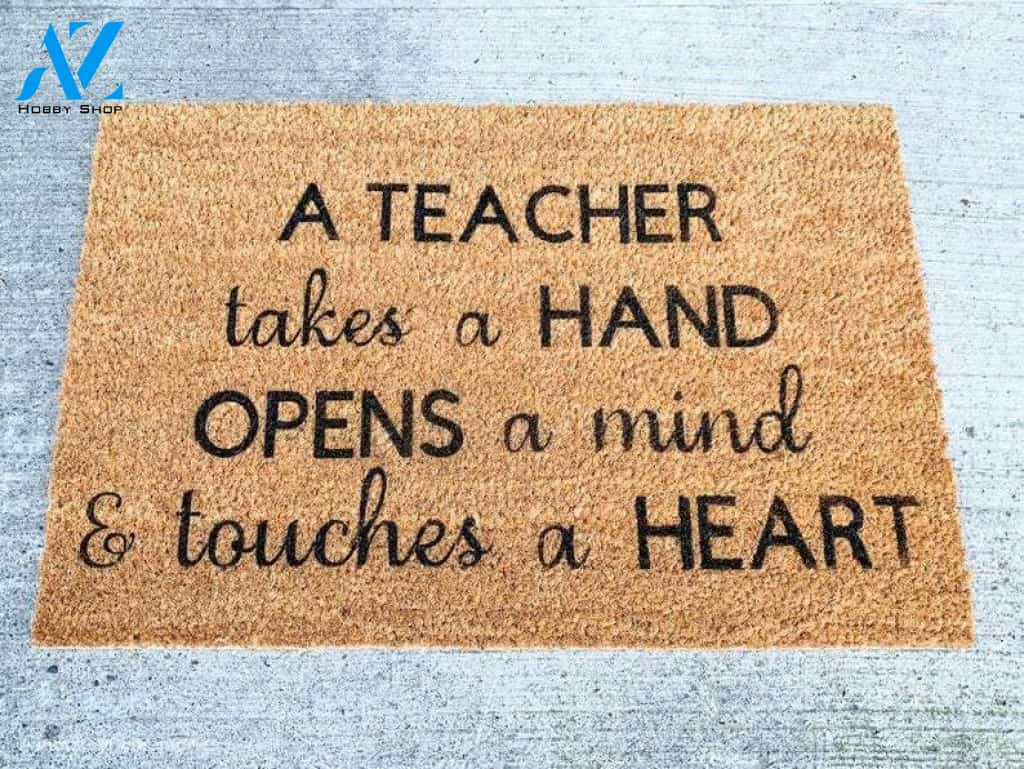 A Teacher Welcome Doormat Welcome Mat House Warming Gift Home Decor Funny Doormat Gift Idea