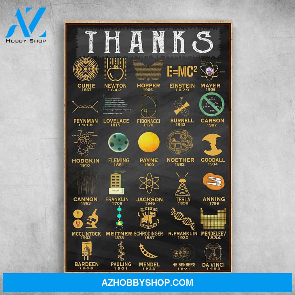 Achievements In Science, Physics, Math Thanks Curie, Thanks Newton, Thanks Hopper Canvas And Poster, Wall Decor Visual Art