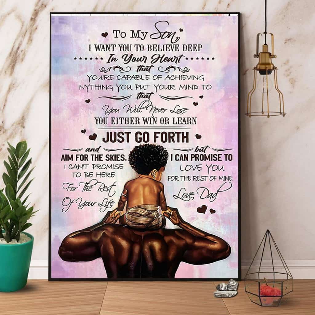 Afro Father And Son Dad To My Son I Want You To Believe Deep In Your Heart Paper Poster No Frame Matte Canvas Wall Decor